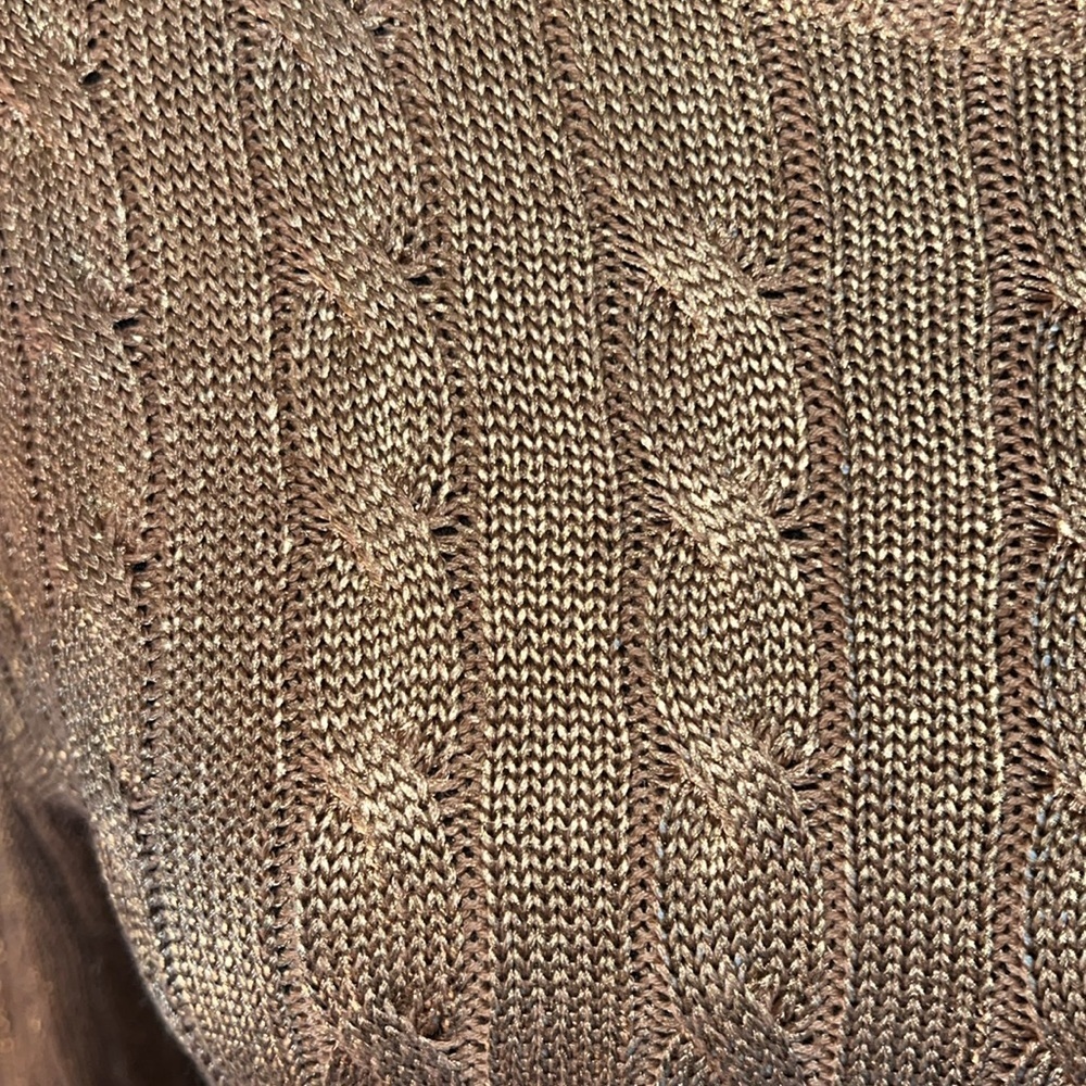 Ralph Lauren Women’s Gold Metallic Cable Knit Cotton Blend Crewneck Sweater M - Picture 12 of 16